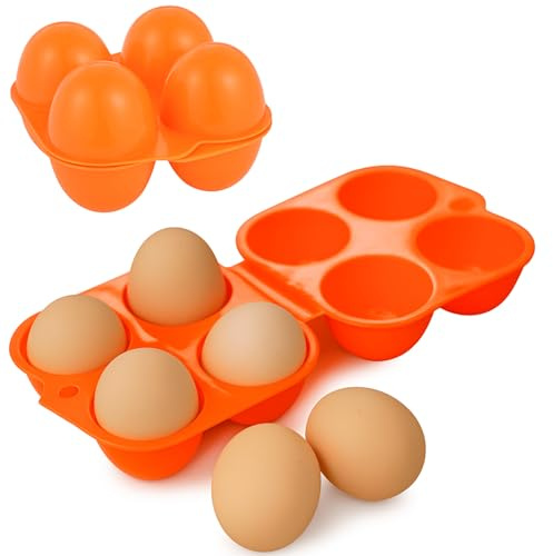ZAWELIYO Porte-œufs avec Carton de 4 œufs, Boîte de Rangement de Camping Portable en Plastique Réutilisable pour les Activités de Plein Air, Empêche les œufs de Rouler