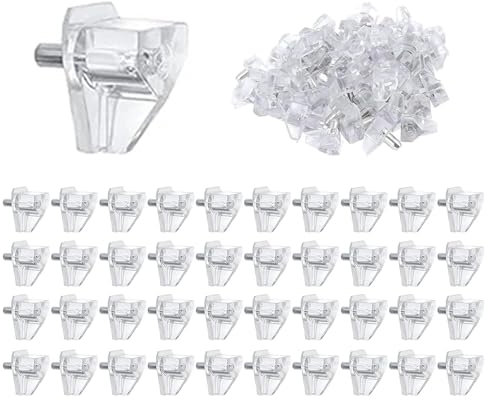 Regalbodenträger, 5mm Bodenträger Einlegeboden Halter, transparent Kunststoff Regalboden Stifte für Möbel Bücherregale Schränke Holz Glas-Böden Regal Halter Pegs Pins (40 transparent)