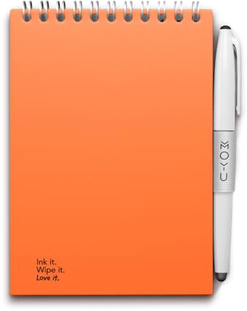 MOYU Erasable Notebook - A6 Stone Paper - Hardcover - Sunset Orange - Multifunctional Pages - Includes Erasable Pen, Cloth, and Pen Holder