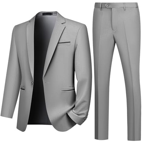 Autsel Mens Suits 2 Piece Slim Fit One Button Business Suit Jacket Pants | Formal Wedding Tuxedo Blazer Trousers Dress Set Outerwear for Men
