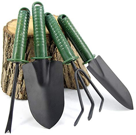 Hoxfly Herramientas Jardinerías Set, 4 Piezas Mini Jardín Planta Herramienta Rastrillo, Rastrillo de Jardín, Utensilios Para Semillas y Flores, Set De Podar Malas Hierba para Hombres y Mujeres (Verde)