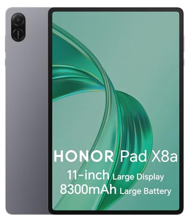 HONOR Pad X8a Tablette 4Go+64Go de Stockage 8300mAh,11 Pouces 90Hz Ecran avec Protection,Qualcomm SD 680,Wi-FI/Bluetooth/Android 14,Gris