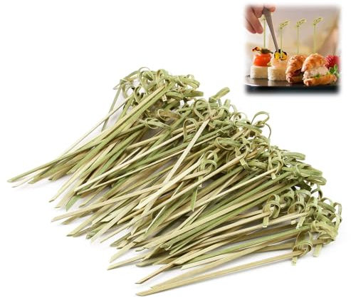 THKO Bamboo Cocktail Sticks, 200pcs, 12cm, Brown, Food Skewers