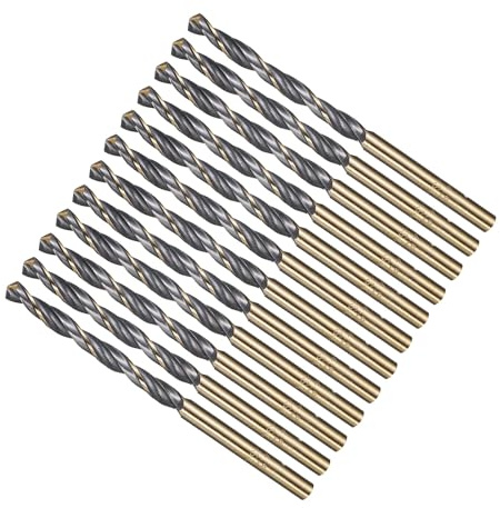 METALLIXITY Drill Bit (4.5mm) 4341 High-Speed Steel Black & Gold 12pcs | Straight Shank 118° Black and Gold Finish for Copper Aluminum Wood Plastic Medium Hard Metal
