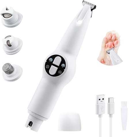 Mcbazel 2-in-1 Electric Dog Nail Grinder & Pet Paw Trimmer with LED Light,Quiet Pet Grooming Kit, Dog Grooming Tool for Pet, Rechargeable Cat Nail Clipper