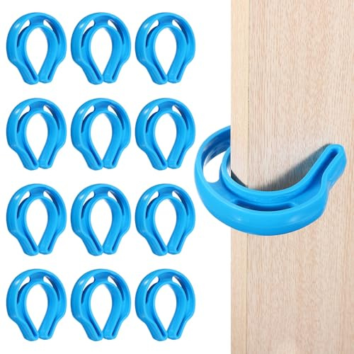 PATIKIL 12 PCS Door Pinch Guard, Door Slam Stopper Finger Pinch Guard Slam Preventer Durable First Responder Wedge C Shaped Plastic for Slamming Doors Pets Locked in Rooms, Blue