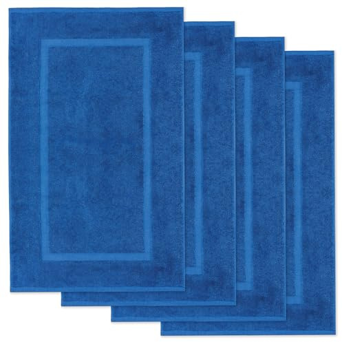 Lavea® 4er Set Badematte, Badteppiche 50×80 cm, Badvorleger rutschfest, 100% Baumwolle Frottier, 800 g/m² extra saugstark, waschbar 60°C, pflegeleicht, Serie Elena, Badezimmerteppich, Royalblau