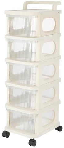 SUNNYNEST 5 Tier Plastic Storage Drawer Organizer on Wheels