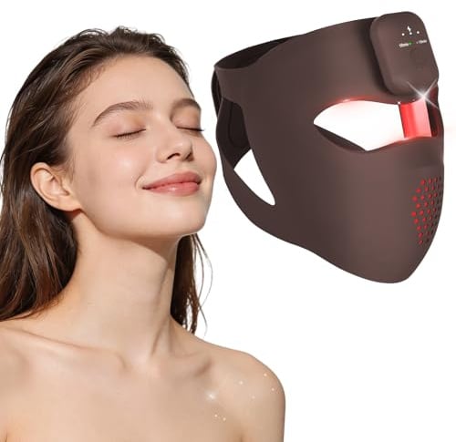 LED Maske Gesicht,4D Silikon Rotlicht Maske Gesicht,660nm&415nm&850nm | Gesichtsmaske Kabellos mit 1500 mAh Akkus,Zweistufige Moduseinstellung, 10&15 Min Timer, als Geschenk für Frauen