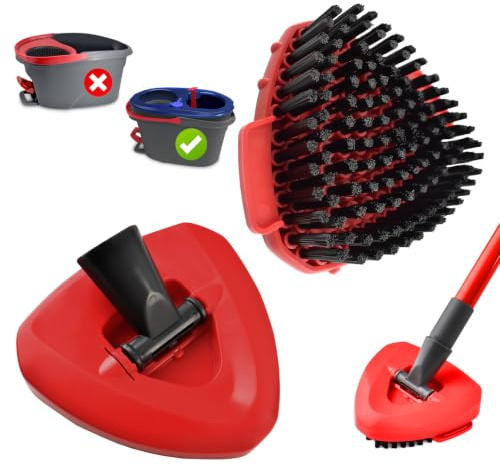2 Pack Upgrade Scrubber Mop Head and Spin Mop Base for Ocedar,Scrub Brush Compatible with O-Cedar Rinseclean 2 Tank System,Hard Bristle Scrubber Mop with Base for Floor Deck Wall Bathroom and Kitchen