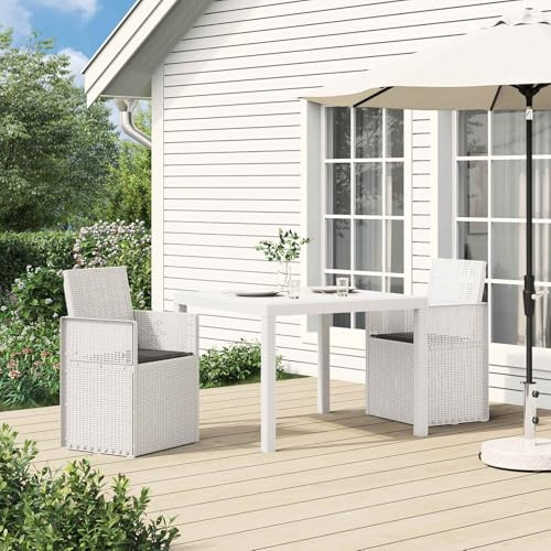 Teenpull Garten Esszimmerstühle 2 pcs Weiß und Anthrazit PP wetterfest klappbar stapelbar Outdoorstuhl mit Armlehne für Terrasse Balkon Garten Camping Lounge Bistro