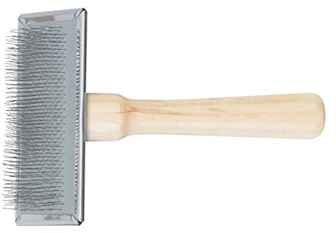 Ancol Heritage Wood Handle Soft Slicker Dog Brush Puppy Pet Grooming Tool Large Wired Bristles Removes Dead Hair Tangles Promotes Glossy Coat Wooden Handle Large