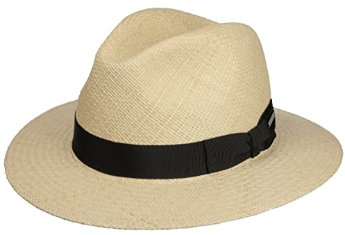 Stetson Marcellus Panama Traveller Hut Herren - Aus 100% Panamastroh - Made in Ecuador - Strohtraveller mit Futter aus Stoff - Ripsband mit Schleife - Strohhut Frühjahr/Sommer Natur XL (60-61 cm)