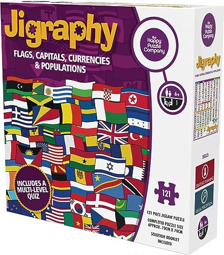 Jigraphy: Flags, Capitals, Currencies & Populations Age 6+