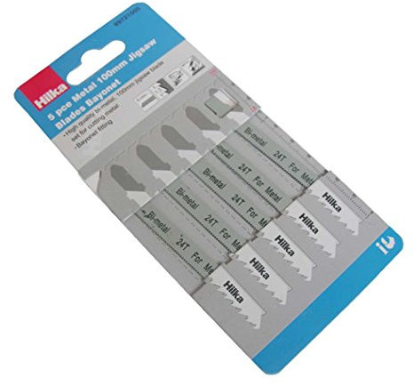 Hilka Tools 69721505 5 PCE Metal 100mm Jigsaw Blades Bayonet - Blue & White
