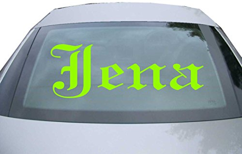 INDIGOS UG - Aufkleber Heckscheibe & Motorklappe - neongrün - 600x210 mm - Stadt JENA - Auto Scheiben Fenster Heckklappe Tuning Racing JDM - Die Cut