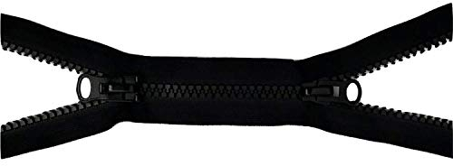 Jajasio 2 Wege Reißverschluss 50cm lang, 5mm Kunststoff Zweiwege Farbe: schwarz