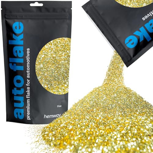 Hemway Premium Automotive Glitter Flake Paint Additive - Sand Gold | Fine Metal Flakes for Car, Truck, RV, Motorbike & Boat Decoration | Mix with Auto Paint | 100 g
