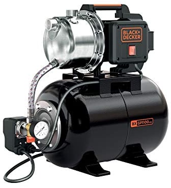 BLACK+DECKER Pompa Autoadescante BXGP1100XBE con Serbatoio per Acque Chiare (1100 W, Portata max. 4.600 l/h, Prevalenza max. 45 m)