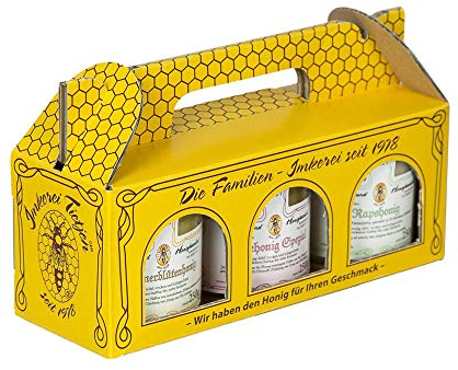 3x 250g Honig Probierset | Geschenkset – naturbelassen, roher Honig zum Kennenlernen in praktischer Geschenkbox aus Karton, enthält klassische Sorten (von Imkerei Nordheide)