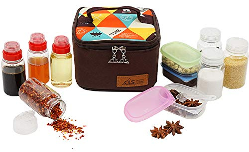 Gracelaza Camping Gewürzdosen Gewürzbehälter Salz Zucker Pfeffer mit Drehdeckel und Packbeutel für Küche Kochen und Grillen (10er Set)