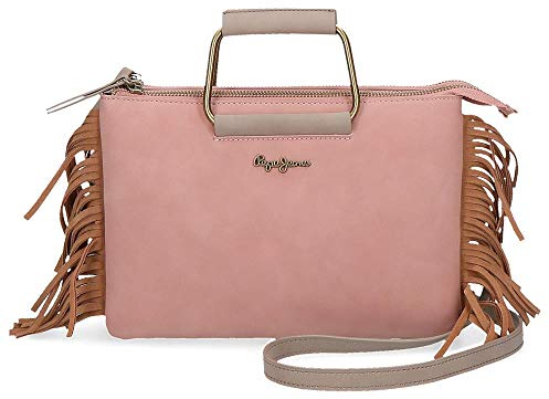Pepe Jeans Fringe Sac à main Rose 25X17 cms Cuir synthétique