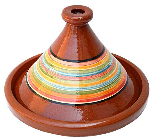 Tajine marocain coloré émaillé du Maroc Ø 30 cm pour 4 à 5 personnes | Pot de cuisson en argile naturel sans substances nocives fabriqué à la main et décoré