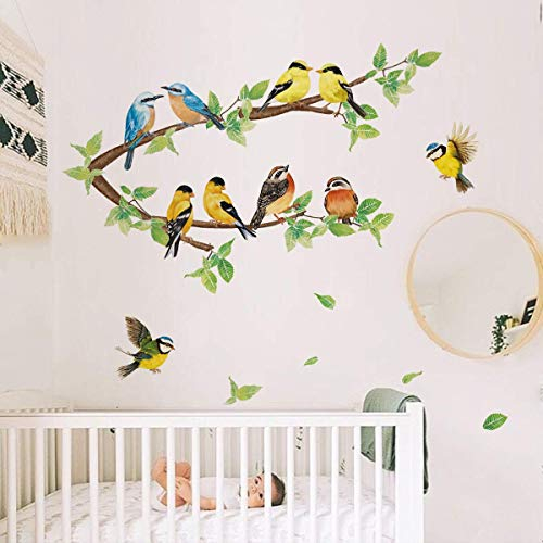 ufengke Wandtattoo Robin Vögel Wandsticker Wandaufkleber Baum AST Wanddeko für Kinderzimmer Schlafzimmer Wohnzimmer