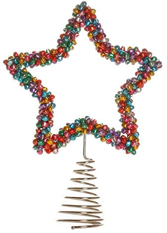 Rainbow Jingle Bell Christmas Star Tree Topper Decoration