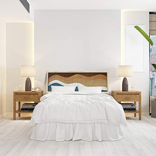Detalles Creativos | Testa in Legno massello | 12 Diversi Modelli | Varie Misure | Facile Posizionamento | Testiera Decorativa per Letto. Materiale di Ancoraggio Incluso (Ola DE Mar, 100_x_64_cm)