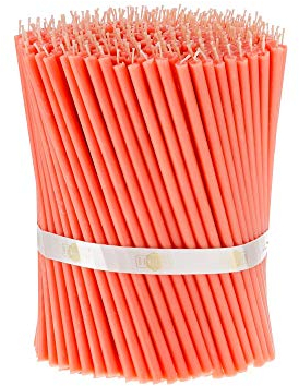 Danilovo Reine Bienenwachskerzen - Kegelkerzen Tropffrei, Rauchfrei, Lang, Dünn - Dekorative Kerzen für Kirchengebet, Dekoration oder Geburtstag - Honig-Duftkerzen 16x0,57 cm (Rosa, 50 Stk.)