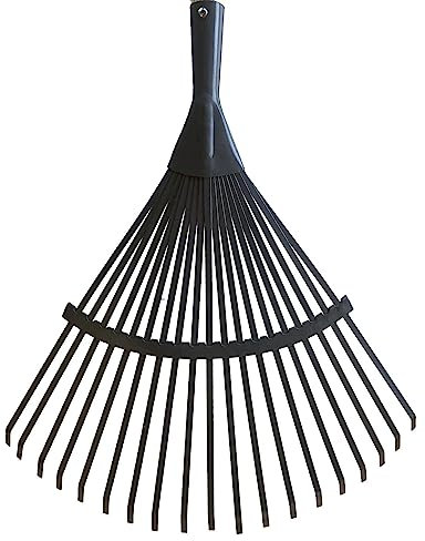 Laubrechen Laubbesen aus Kiefernholz Fächerbesen mit langem Stiel aus Holz Werkzeugkopf aus Metallband mit 22 elastischen Zinken Laubharke für Garten und Rasen Gartenrechen 180 cm