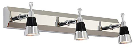 HKLY Badezimmer Spiegellampe LED, 3 Flammige Spiegelleuchte Bad Edelstahl mit Aluminium Schwenkbarem Lampenkopf, IP44 Badlampe Wand Chrom Schminklicht Moderne für Badmöbel,6000k cool white