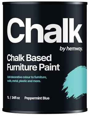 Hemway - Chalk Based Furniture Paint - Peppermint Blue 1 L | Chalky Matt Shabby Chic Finish for Interior & Exterior Home Decor | Quick Dry & All-in-one