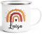 SpecialMe® Emaille-Tasse Kinder mit Name bedruckt Motiv Regenbogen personalisierbar Becher personalisierte Geschenke Mädchen weiss-rot-metall Emailletasse