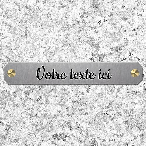 Plaque funéraire gravée personnalisée 1 à 2 lignes 14x2,2cm percée autocollante Alu Brossé