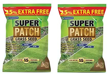 2 x Chatsworth Super Patch Grass Seed with Fertiliser Lawn Repair Coir Mix with Micronutrients 600g