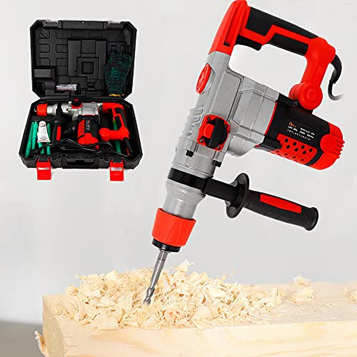 KinHall Martello perforatore da 2200 W con valigia, martello elettrico con 30 cilindri, 4 punte, 2 scalpelli, martello perforatore professionale ad alte prestazioni con guanti