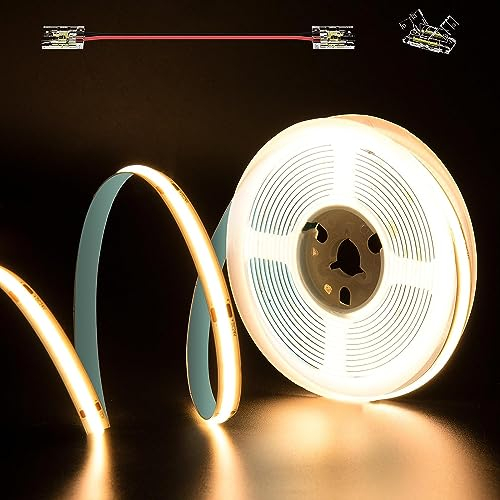 PAUTIX COB LED Streifen Warmweiss 2700K DC24V,5M 480LEDs/M CRI93+ LED Strip Light für Zuhause DIY Beleuchtungsprojekt mit 8mm Cob Verbinder(Netzteil nicht im Lieferumfang enthalten)