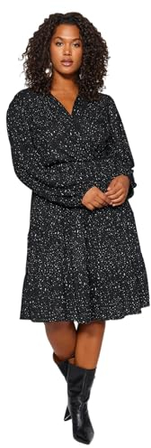 Trendyol Smock régulière Femme, col en V, Robe en Tricot Grande Taille, Noir, 5XL