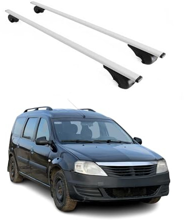 OMAC Dachträger für Dacia Logan MCV I 2006-2012 Stahl 2 Stangen Silber | Abschließbar, bis 75 kg Traglast, Querträger, Grundträger