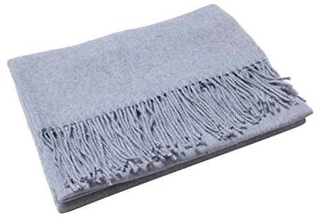 Whoiy Wollschal Damen Blau, Herren Schal Winter Einfarbige Quasten 200X700cm Warmer Übergroßer Winterschal-Poncho