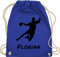 Turnbeutel Rucksack - Geschenke Handball Zubehör - Handballer Silhouette mit Name - Unisize - Royalblau - für tasche personalisiertes beutel turnsack stoffbeutel sportbeutel turnsackerl