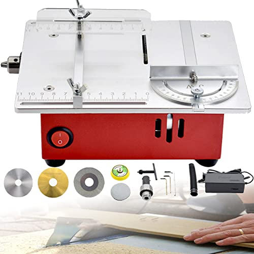 Mini Table Saw, 96W Hobby Table Saw for Woodworking, 0-90 Angle Cutting Portable DIY Saw, 7-Level Speed Adjustable Multifunctional Table Saws, 13mm Cutting Depth Mini Precision Table Saw Item