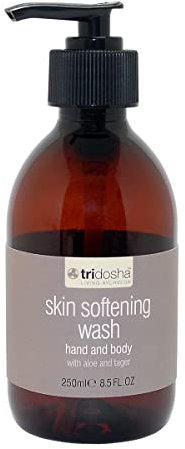 Tri-Dosha Living Ayurveda Skin Softening Body Wash, 250ml - Vegan - Soap Free Shower Gel - Moisturises & Refreshes Skin - Sweet Orange, Rose Geranium Essential Oils - All-Natural Ingredients