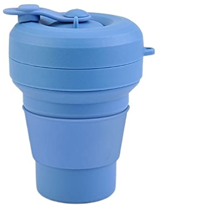 Taza de café de Viaje, Taza de café Plegable de Silicona con Tapa a Prueba de Fugas para Viajes, Senderismo, Picnic, Taza de café Plegable de Grado alimenticio