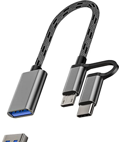 OTG Cable Accessories USB Female to Micro USB+USB-C Male Adapter 3.0 Camera Card Reader Keyboard Port Mouse Type Android Compatible for Samsung LG Macbook Apple iPhone15 Pro Max Plus iPad Mini