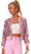 Allegra K Damen Bomberjacke Langarm Glitzer Pailletten Party Jacke Rosa M