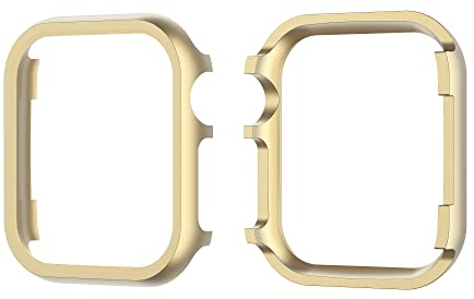 Stoßfest Gehäuse Gold Kompatibel mit Apple Watch 7 41mm, Frauen Mädchen Ultra Dünn Aluminium Hülle Kratzfest Schutzhüllen Bumper Case Rundherum Abdeckung Metall Kompatibel mit iWatch Series 7 8 9