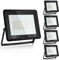 Sonnewelt Proiettore LED per esterni, 100 W, 5 pezzi, 8500 lm, bianco caldo, 3000 K, faretto a LED, per esterni, risparmio energetico, IP66, impermeabile, luce di sicurezza, per giardino, cortile,